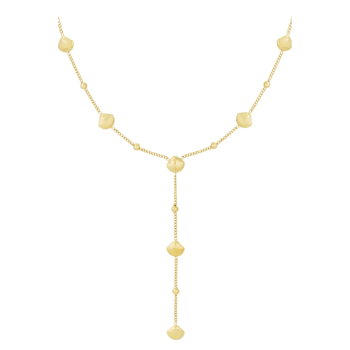 Gouden Y lijn ketting schelpjes - lang