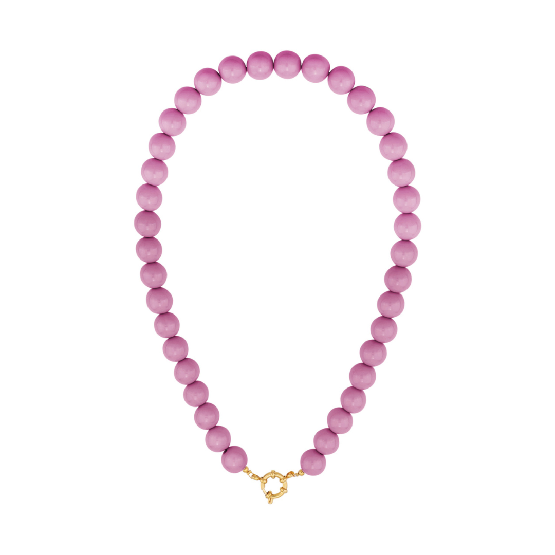 grote kralenketting oud roze