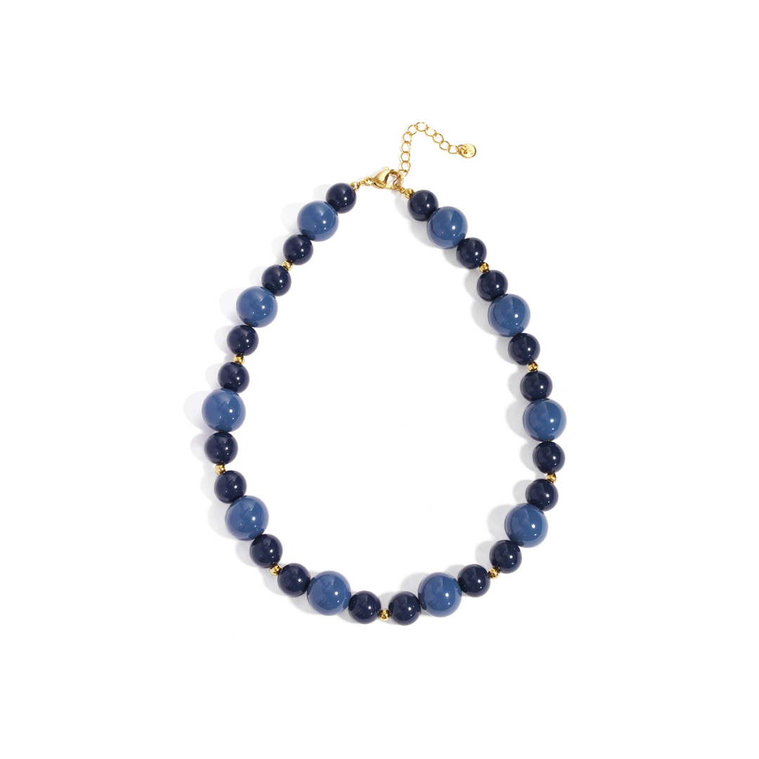 Grote en kleine blauwe kralen ketting