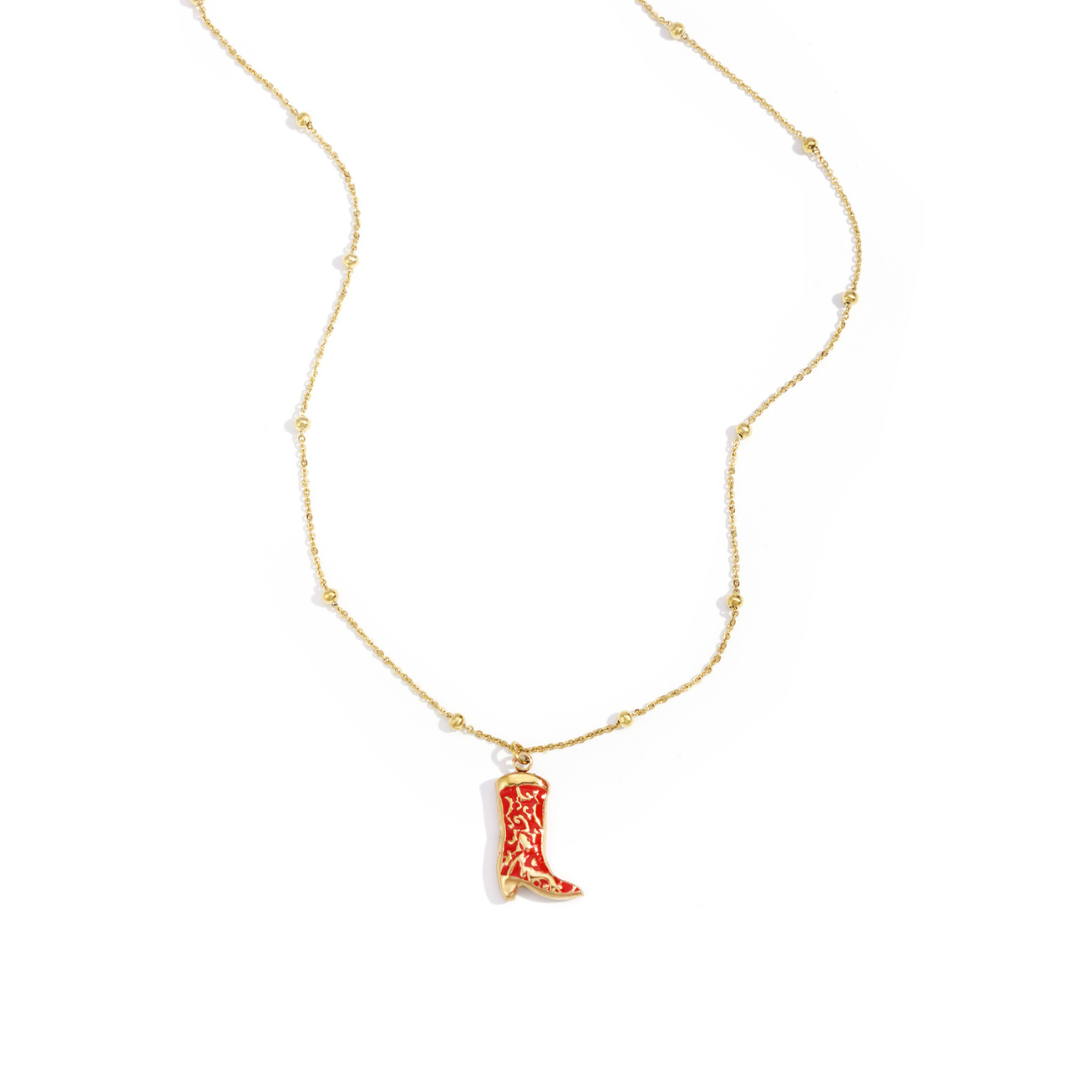 Lange ketting met rode cowboy laars