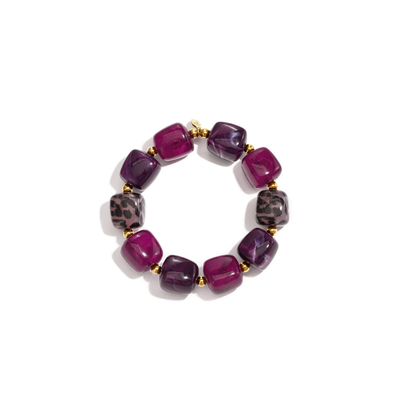 Mixed paars chunky kralenarmband
