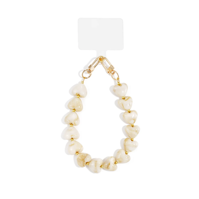 Offwhite marble hartjes XL telefoonkoord Lieve