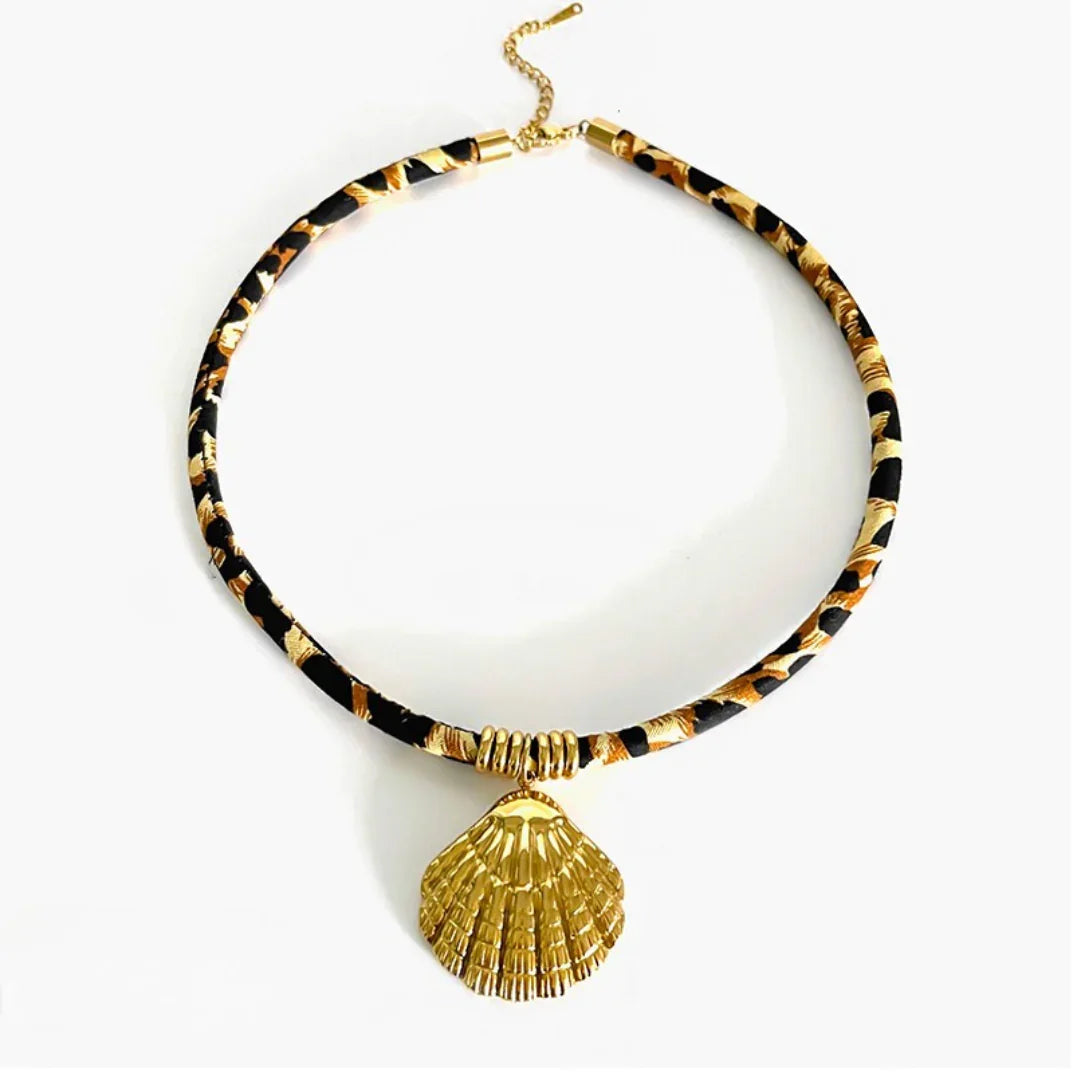 Panterprint ketting met statement schelp - Casa Jadel