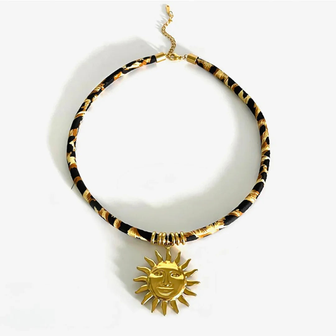 Panterprint ketting met statement zon - Casa Jadel