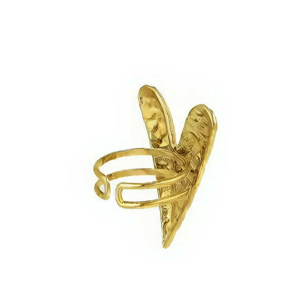 Verstelbare ring goud met groot hart - Casa Jadel