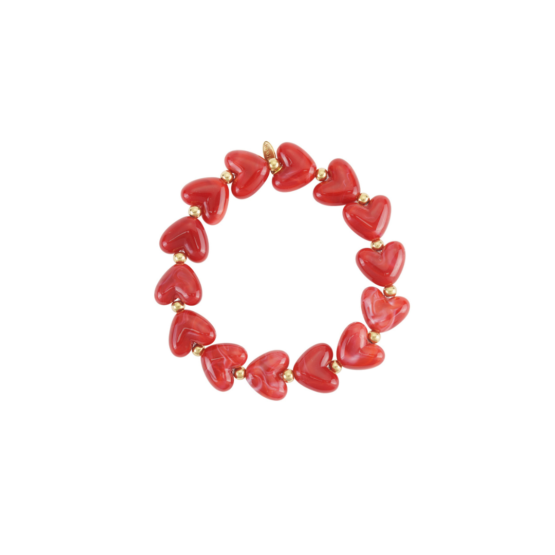 rood gemarmerde hartjes armband