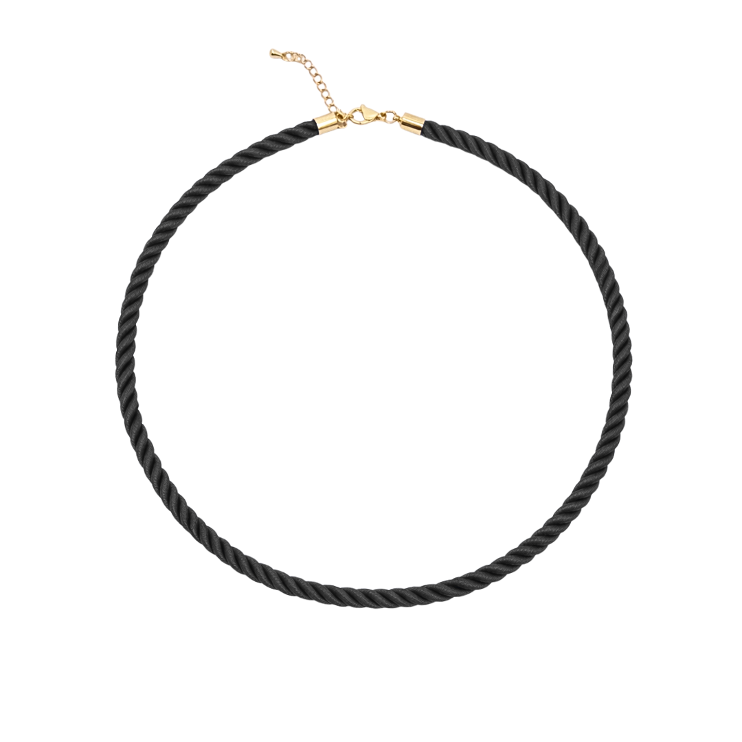 Zwarte gedraaide rope ketting met goudkleurige sluiting