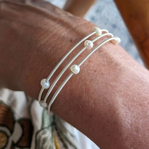 Memory zilveren armband met parel kralen