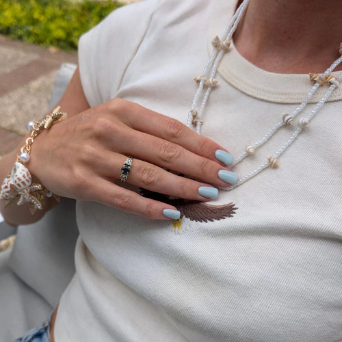 Dubbele ketting parel kraaltjes met kleine schelpjes