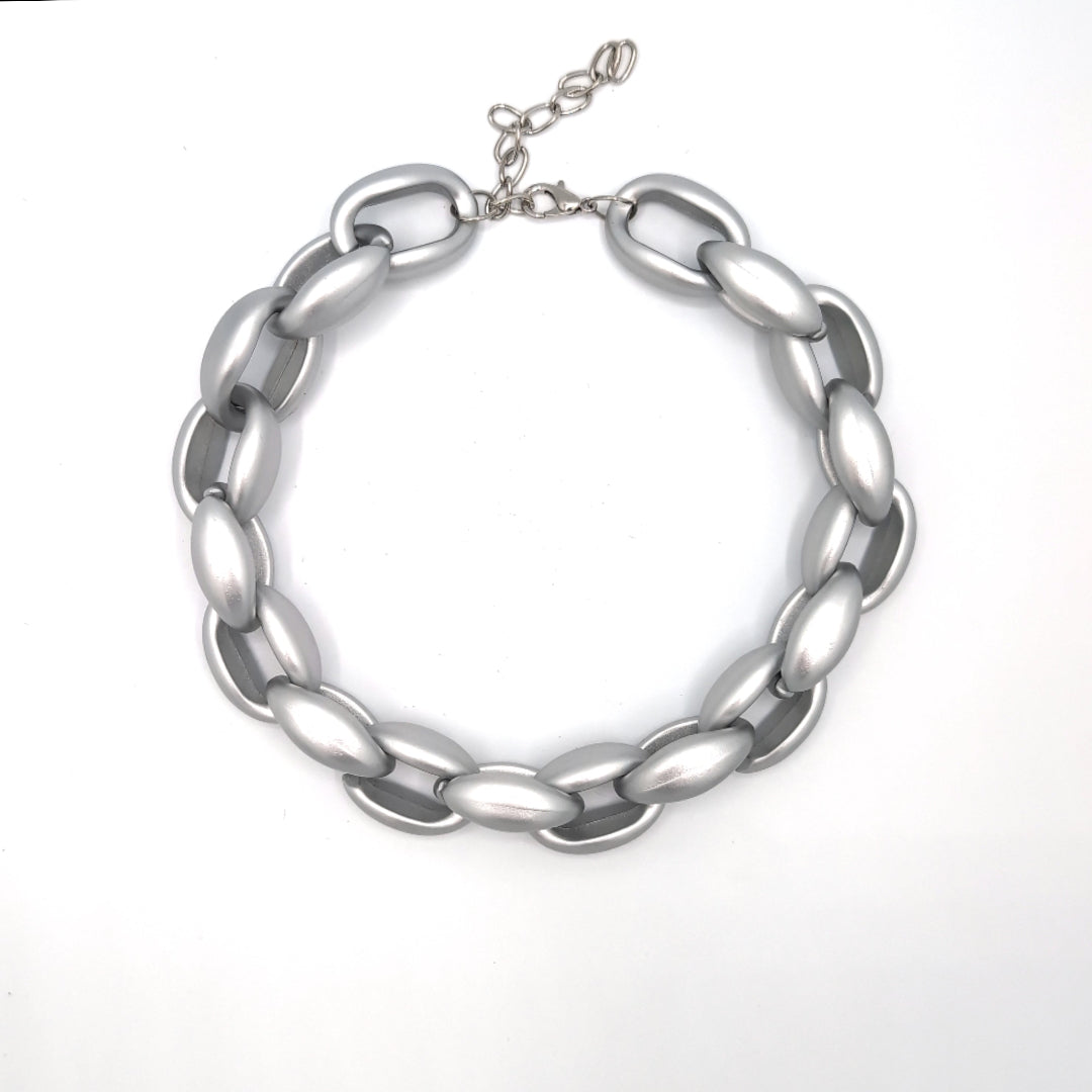 grove zilver kleurige schakel ketting