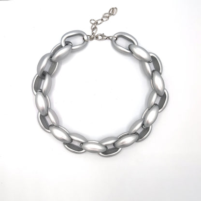 grove zilver kleurige schakel ketting