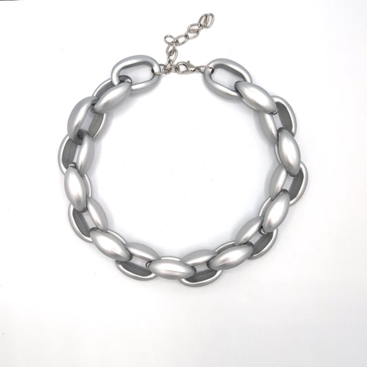 grove zilver kleurige schakel ketting