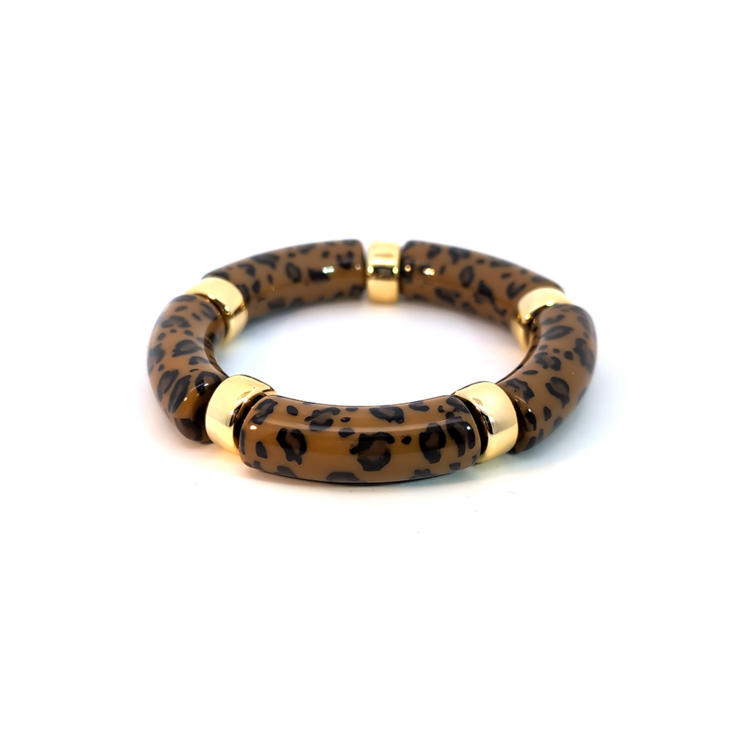 Bruine panterprint gouden gemarmerde tube Parabaya armband
