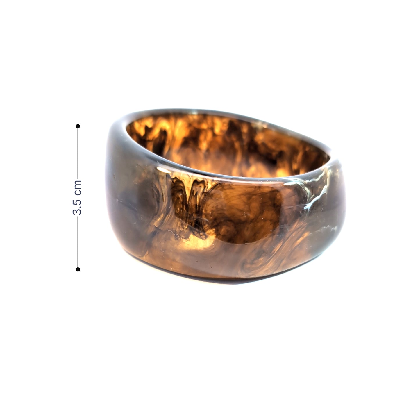Schuine bruin gemarmerde brede bangle