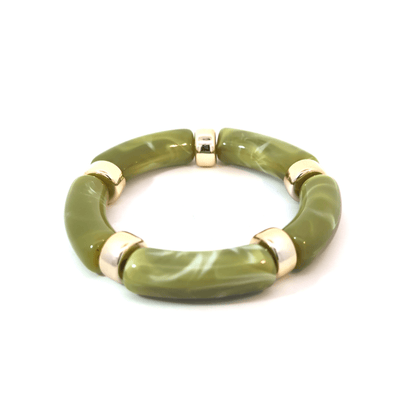 Olijf groene gouden gemarmerde tube armband