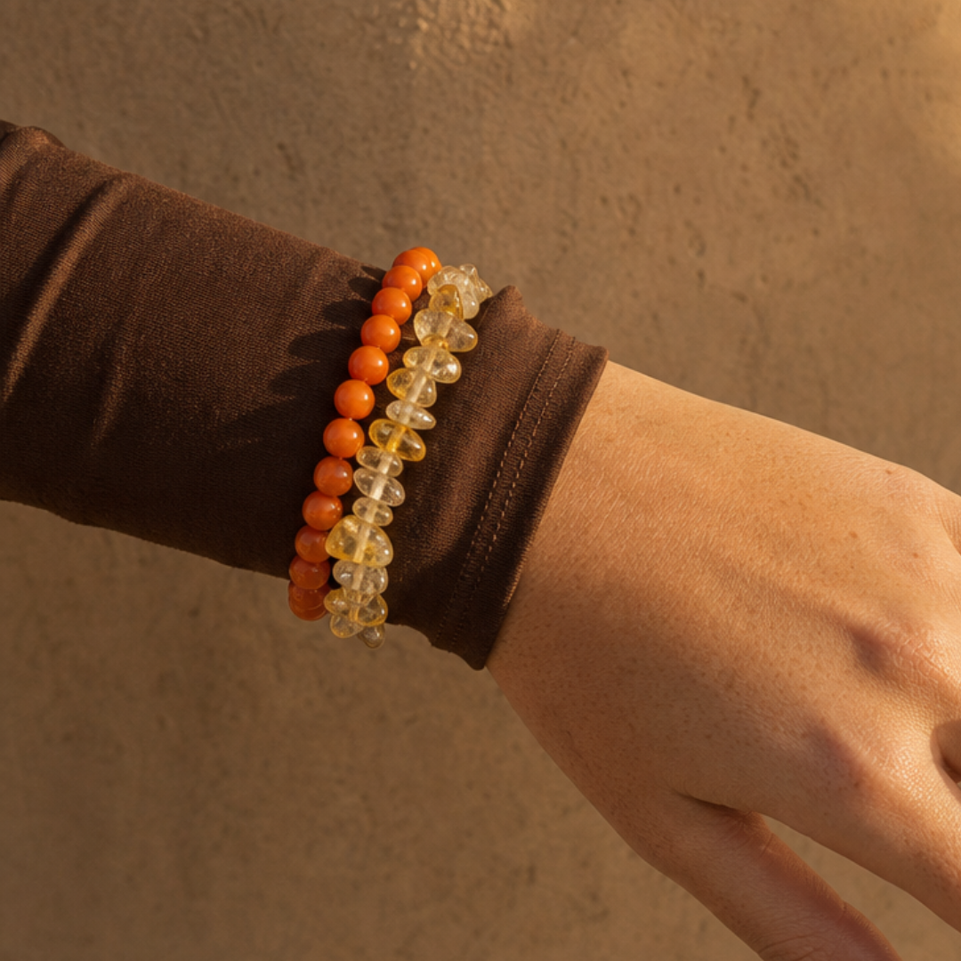 Oranje citrien natuursteen kralenarmband