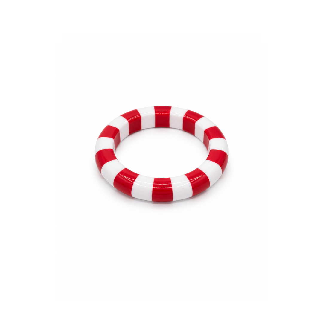 Rood-witte gestreepte bangle armband Candy
