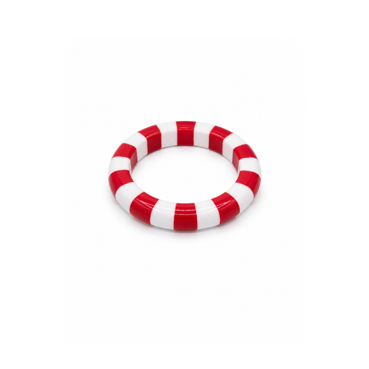 Rood-witte gestreepte bangle armband Candy