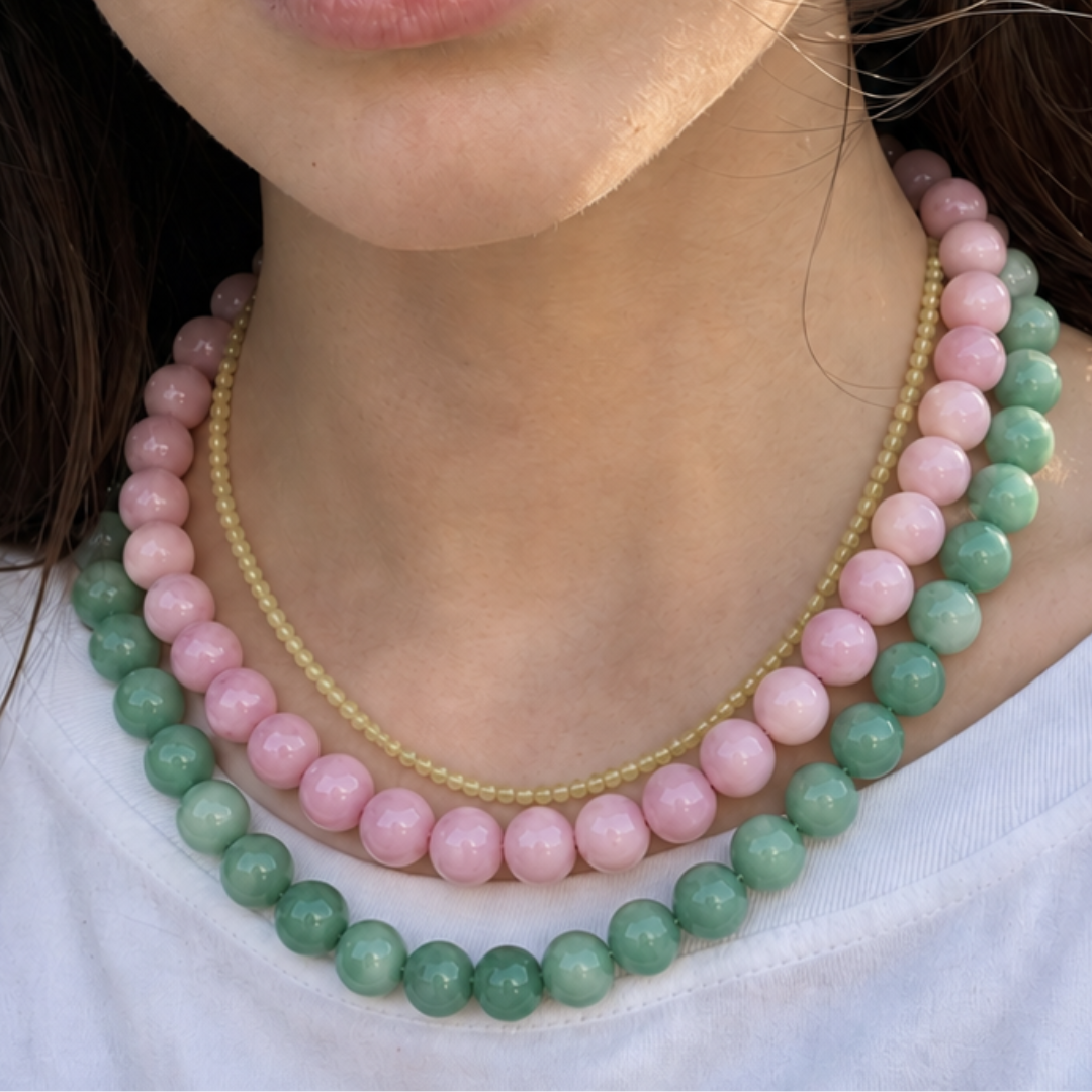 Groene jade natuursteen kralenketting Kiki