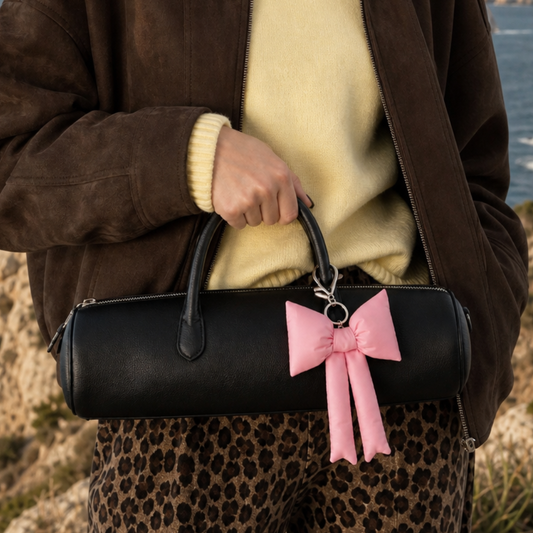 Roze puffy bow strik tashanger
