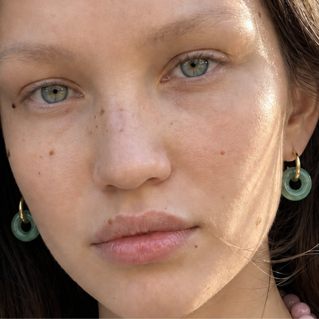 Gouden oorringen met groene Jade natuursteen hoops