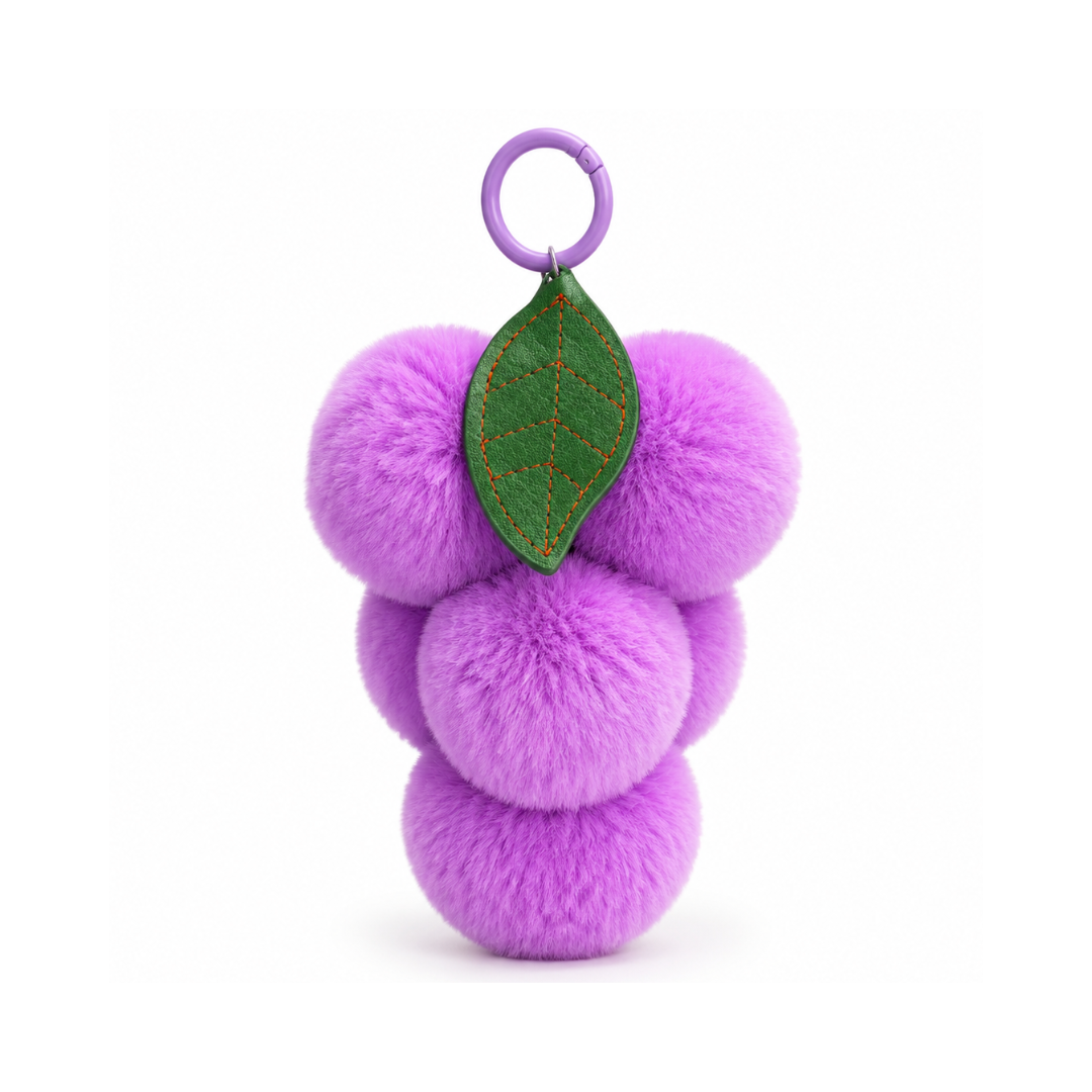 Lila druiven fruit pompon tashanger