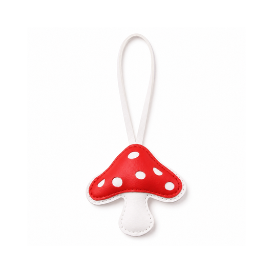 Rood-witte paddenstoel tashanger in rood en wit voor aan een tas