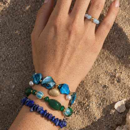 Blauwe schelpen armband met ocean bedels