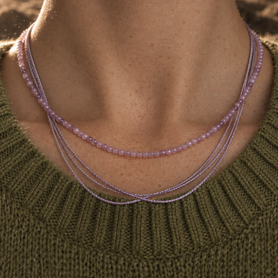 Paarse metallic rope ketting trio