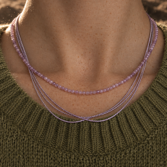 Paarse metallic rope ketting trio