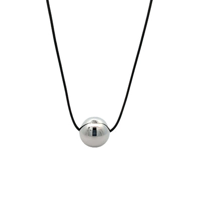 Zwart koord ketting met zilveren bal