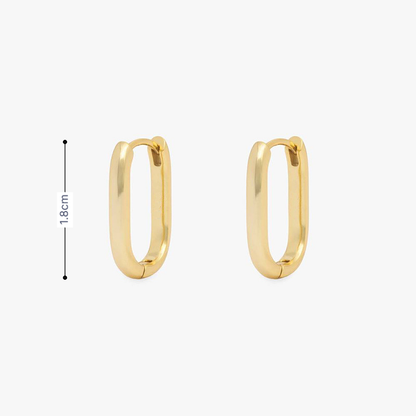 Gouden langwerpig ovale oorring basic - M