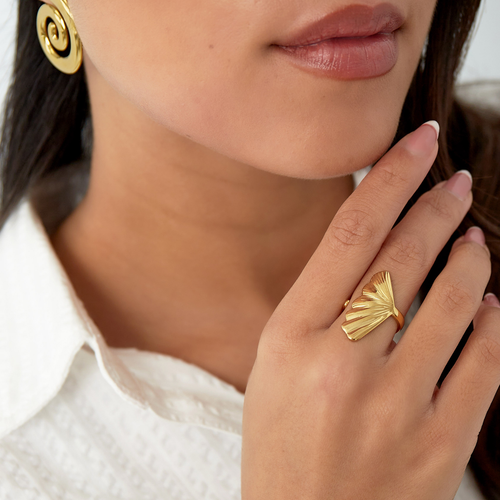 Gouden ring met vleugel