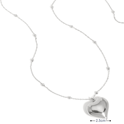Lange zilveren ketting met hartje