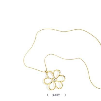 Lange gouden ketting met grote bloem