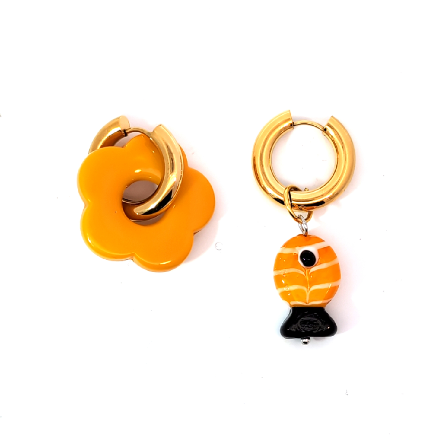 Glazen oranje guppie bedel