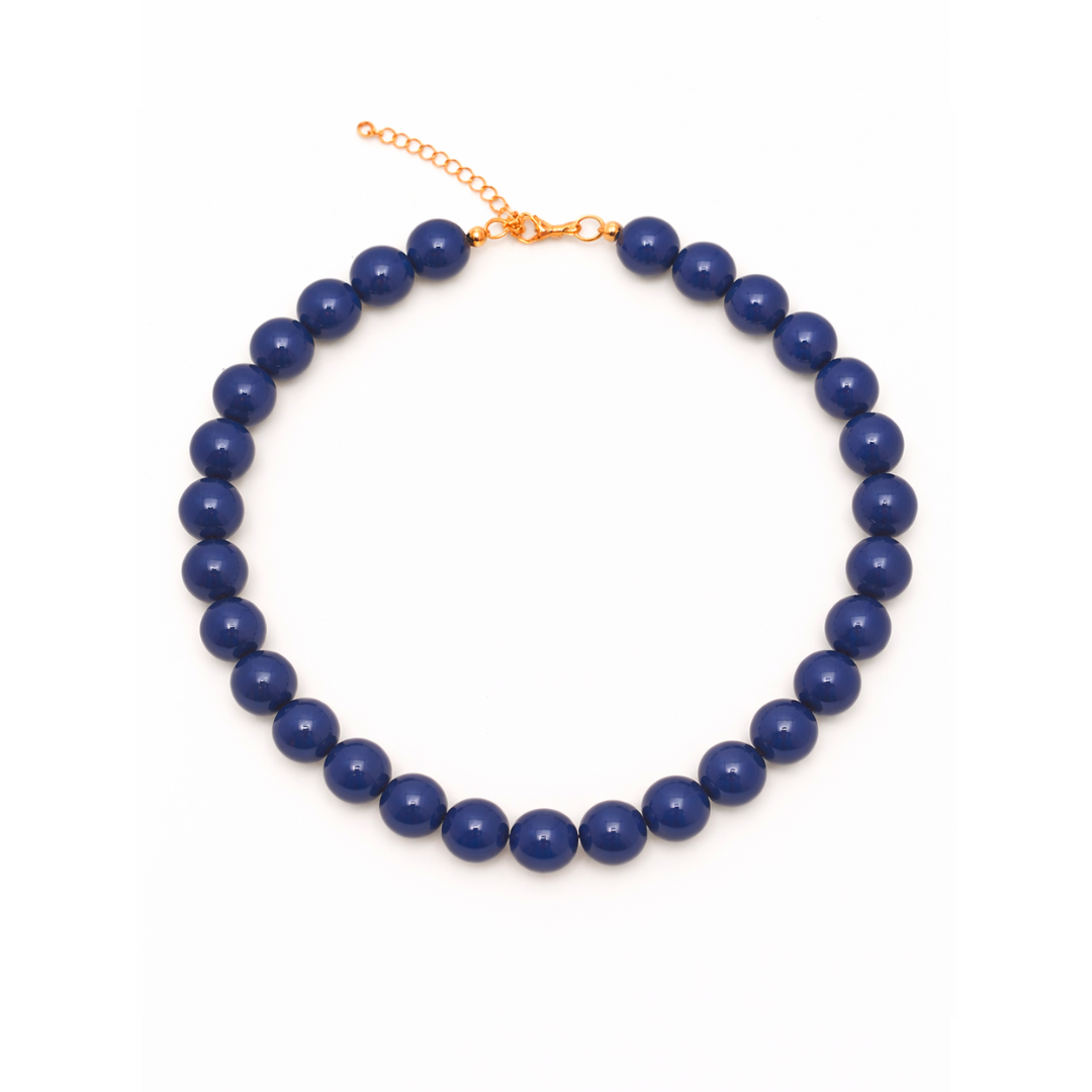 Donkerblauwe grote kralenketting Luna