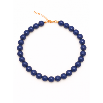 Donkerblauwe grote kralenketting Luna