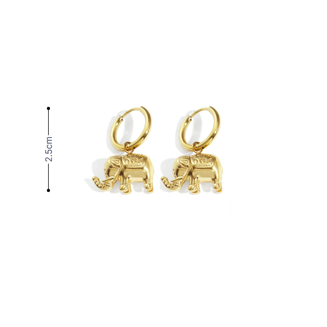 Gouden oorringetjes met olifant