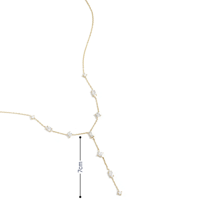 Gouden Y lijn ketting met strass- lang