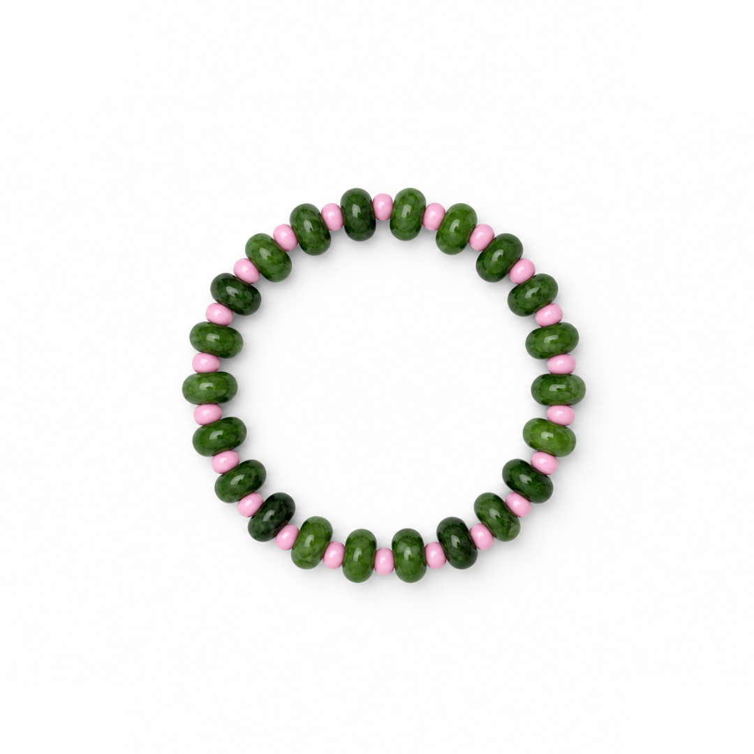 Groene Aventurijn natuursteen donut kralenarmband Casa Jadel