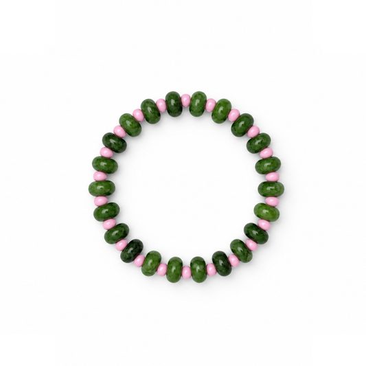 Groene Aventurijn natuursteen donut kralenarmband Casa Jadel
