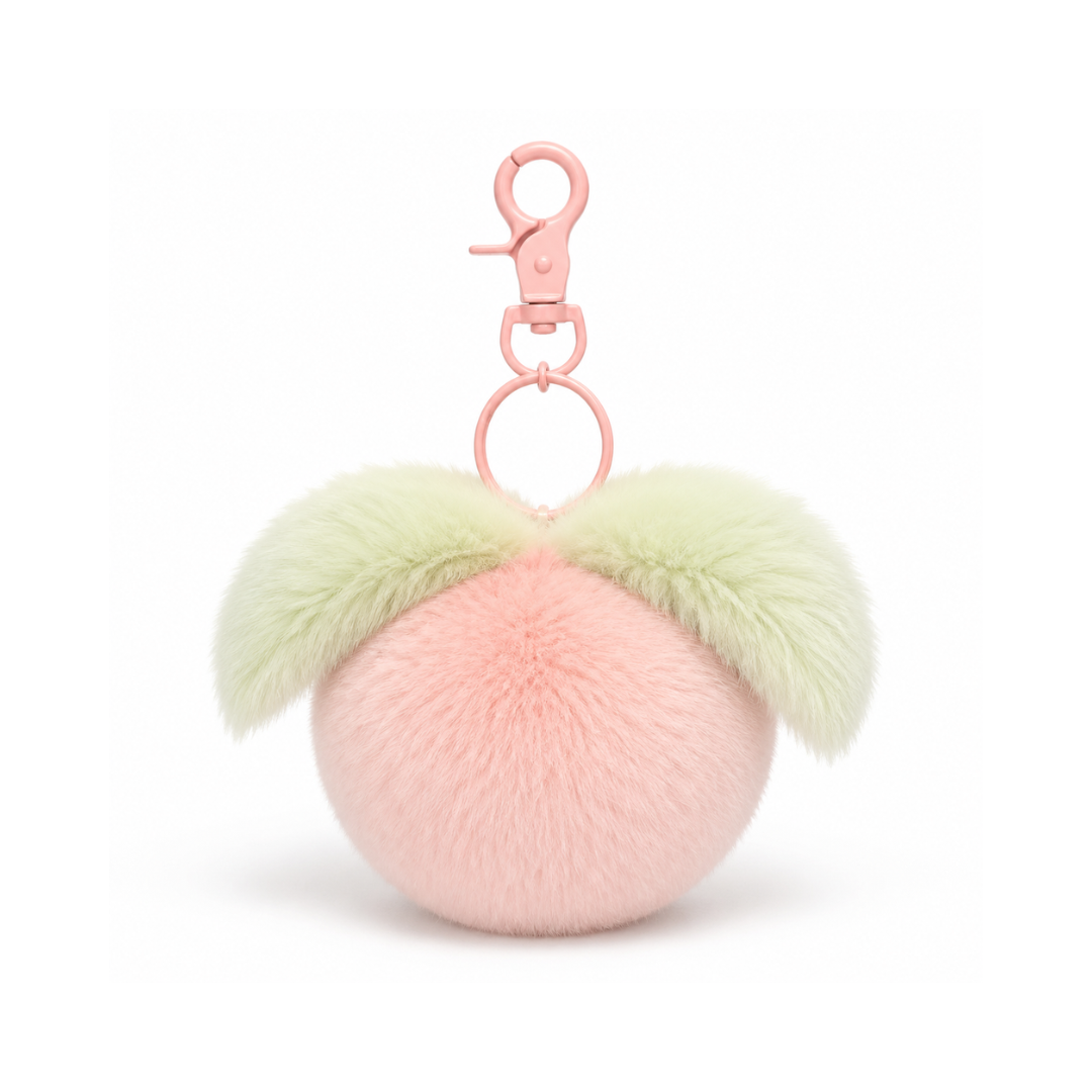 Perzik fruit pompon tashanger met hartje