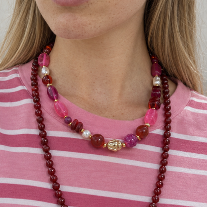 Burgundy lange kralenketting Romy