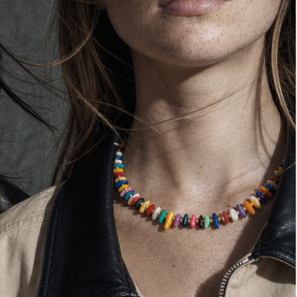 Veelkleurige splitkralenketting