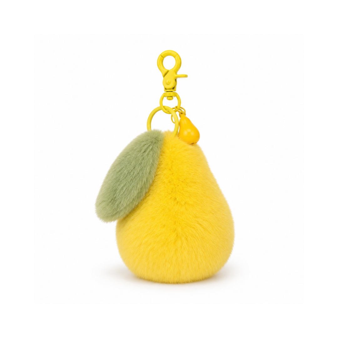 Gele peer fruit pompon tashanger