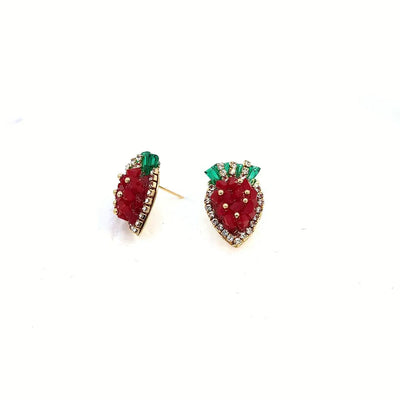 Oorknopjes aardbei met strass