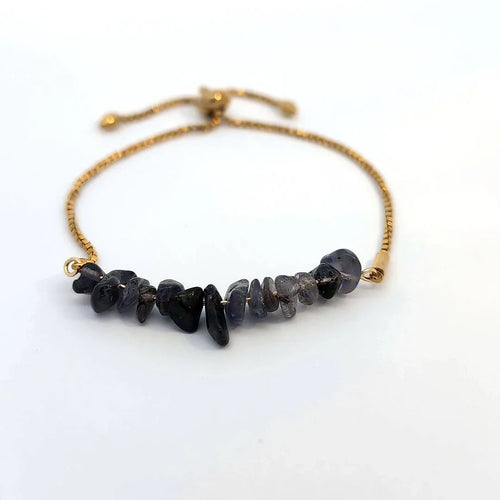 Verstelbare armband met grijze steentjes