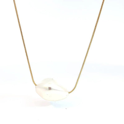 Fijne gouden ketting met grote zoet water parel