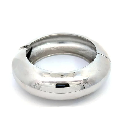 Brede zilveren bangle armband